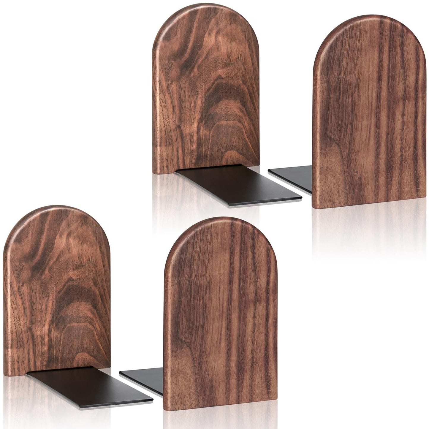 2Pairs Book Ends for Heavy Books, Wooden Bookends, Holds Heavy Books, Non-Skid, Perfect for Office Desk