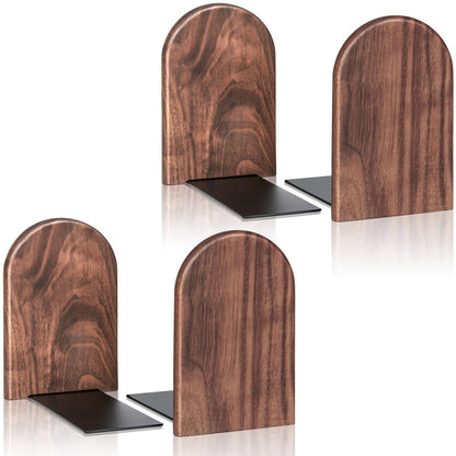 2Pairs Book Ends for Heavy Books, Wooden Bookends, Holds Heavy Books, Non-Skid, Perfect for Office Desk
