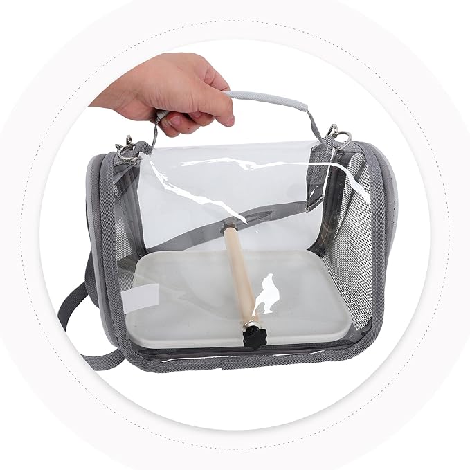 Luxshiny Portable Bird Travel Carrier Bag with Perch, Lightweight Small Grey Cage for Parakeet and Lizard Outdoor Transport, Portable Pet Birdcage for Travel and Adventures