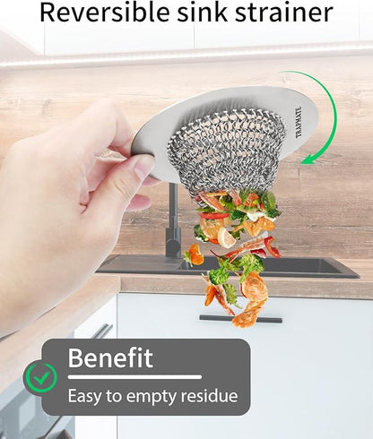 TRAPMATE 4 Pcs Kitchen Sink Drain Strainer, Stainless Steel Sink Strainer Basket