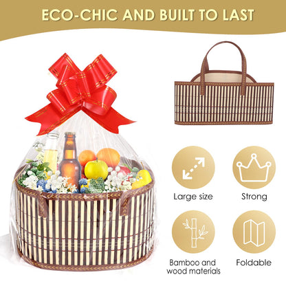 TXMLXY 4 Set Baskets for Gifts Empty, Sturdy Woven Bamboo Gift Basket Kit for Baby Shower, Birthday Party and Housewarming, Includes Gift Bags and Gift Cards.