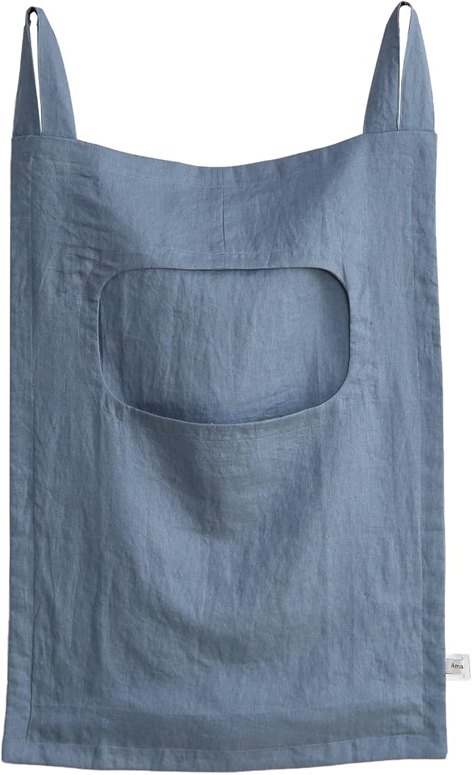 Amazhiyu 100% Linen Door Hanging Laundry Hamper Bag, 19x27 Inches