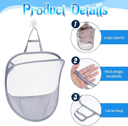 2 Pack Mesh Foldable Hanging Laundry Hamper, Small Wall Laundry Baskets
