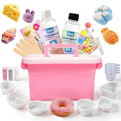 Taba Squishy Maker Kit – DIY Mochi Squishy Craft Kit, Silicone Mold Making Set with 8oz AB Silicone Gel, Giant Chick/Paw/Hamster/Cat Molds, Squishy Kit, Stress Relief & Gifts