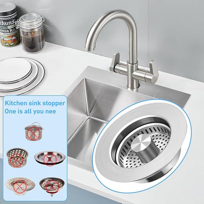 3-in-1 Kitchen Sink Drain Strainer Stopper, Upgraded Stainless Steel Sink Plug