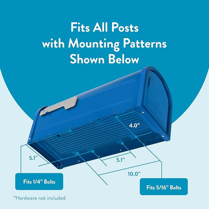Architectural Mailboxes Chadwick Post Mount Mailbox, Blue, Medium | Galvanized steel build for outside with weather-resistant build and rust-resistant powder-coat finish. USPS approved.