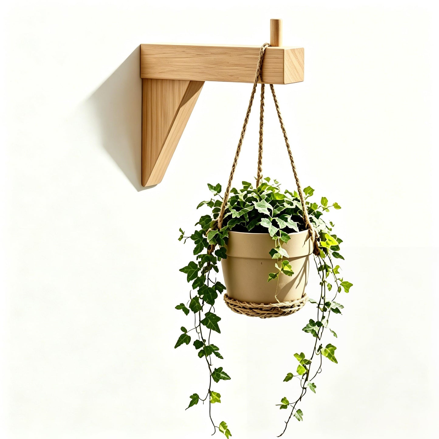 Wooden Wall Mount Bracket Hook, Multi Purpose Hanging Plant Pot Holder, Decorative Wood Coat Towel Apron Hanger for Bedroom Bathroom Kitchen Home Decor