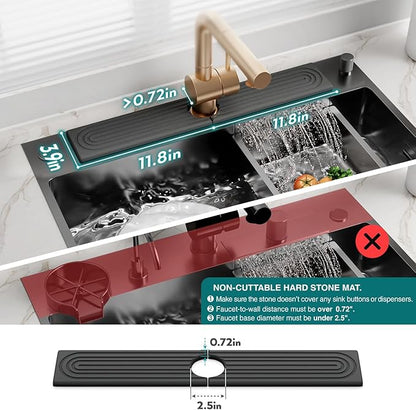 Kitchen Sink Splash Guard – Stone Diatomite Faucet Drying Matt, Modern Kitchen