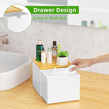 VITVITI Drawer Disposable Face Towel Holder Box, Acrylic Facial Towel Container