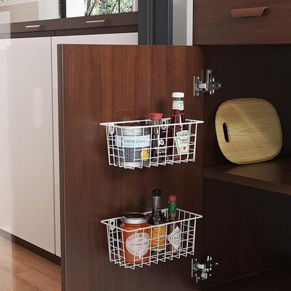 MaraFansie Hanging Wire Baskets Kitchen Storage Basket Adhesive and Screws