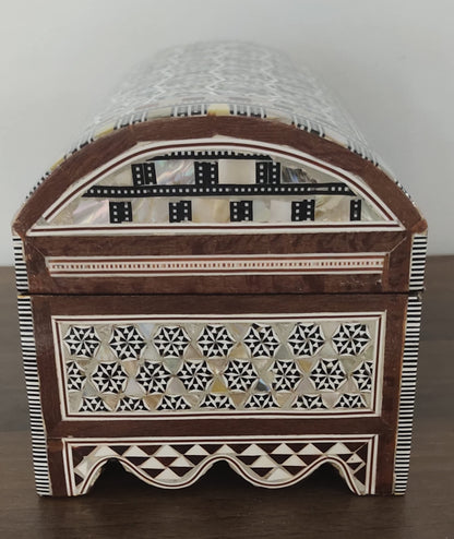 Handmade Egyptian Jewelry Box – Mother of Pearl Inlay – Decorative Wooden Trinket Box for Women Oriental Keepsake Storage Organizer ((8" X 5" x 5" inch M04)