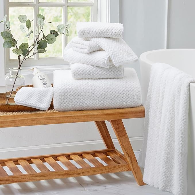 8 Piece Bathroom Towel Set White |2 Oversized Large Bath Towels Sheet, 2 Hand