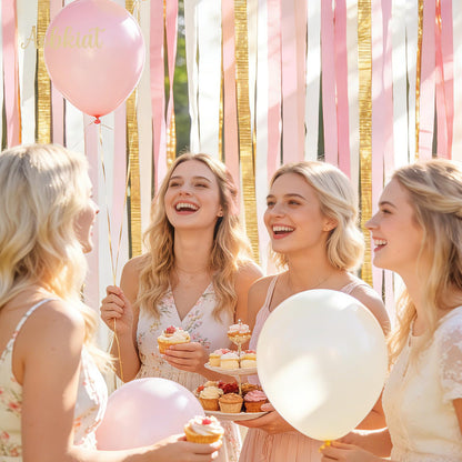 AOBKIAT Pink Gold Party Decorations Kit - 27PCS wirh Pom Poms & Lantern & Fans & Swirls & Garland & Crepe Paper Streamers for Birthday,Wedding,Baby Shower,Bachelorette,Princess Party