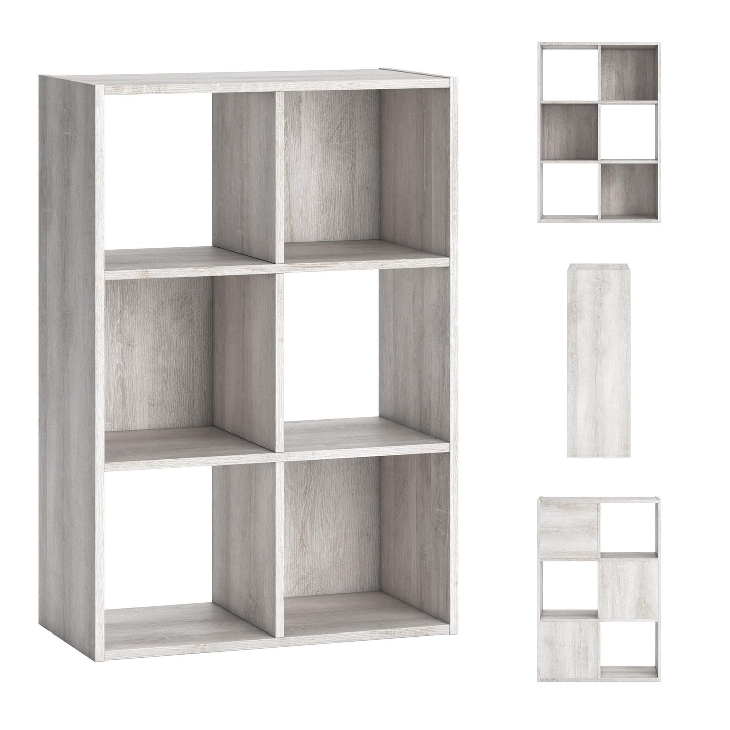 Signature Design by Ashley Paxberry Coastal 6 Cube Storage Organizer or Bookcase, Whitewash