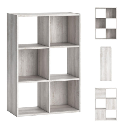 Signature Design by Ashley Paxberry Coastal 6 Cube Storage Organizer or Bookcase, Whitewash