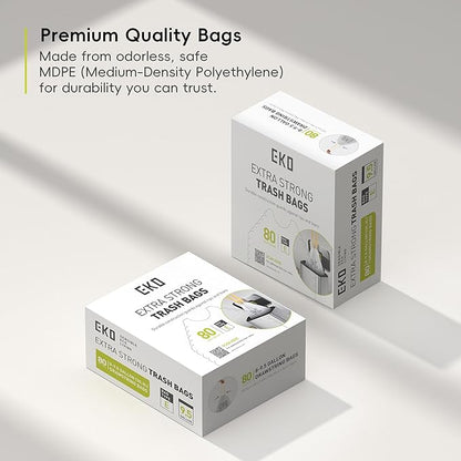 EKO Easy-Dispense Roll 80 Count Extra-Strong Drawstring Tall Kitchen Trash Bag
