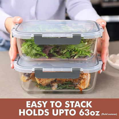 Razab 4 Pcs 1860ml / 63 Oz Large Glass Food Storage Containers