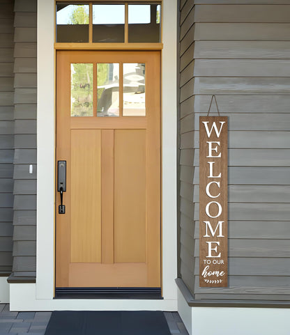 Vertical Wood Welcome Sign for Front Porch Vertical Decorative Sign Front Door Outdoor Indoor Welcome Sign 47.2x7.8 Inch Large Farmhouse Style(brown)