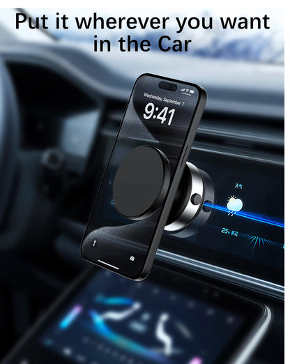 Electric Vacuum Suction Cup Magnetic Phone Mount, 360 Rotatable Magnetic Cell Phone Holder, Adjustable Hands-Free Portable for Magsafe iPhone Car Gym Mirror Smooth Surface(Silver)