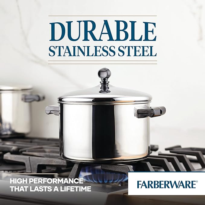 Farberware Classic Series Stainless Steel Sauce Pot with Lid, 4-Quart Cookware, Silver