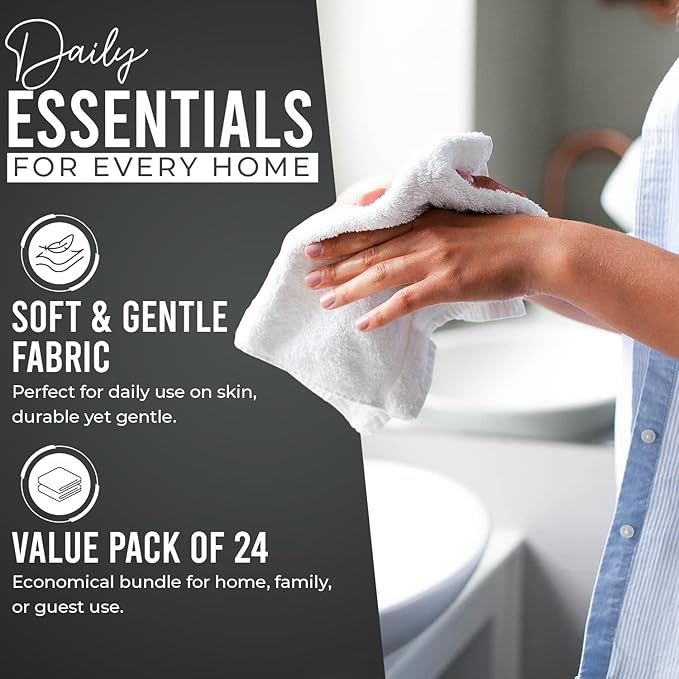 DAN RIVER 24 Pack Wash Cloths for Showering