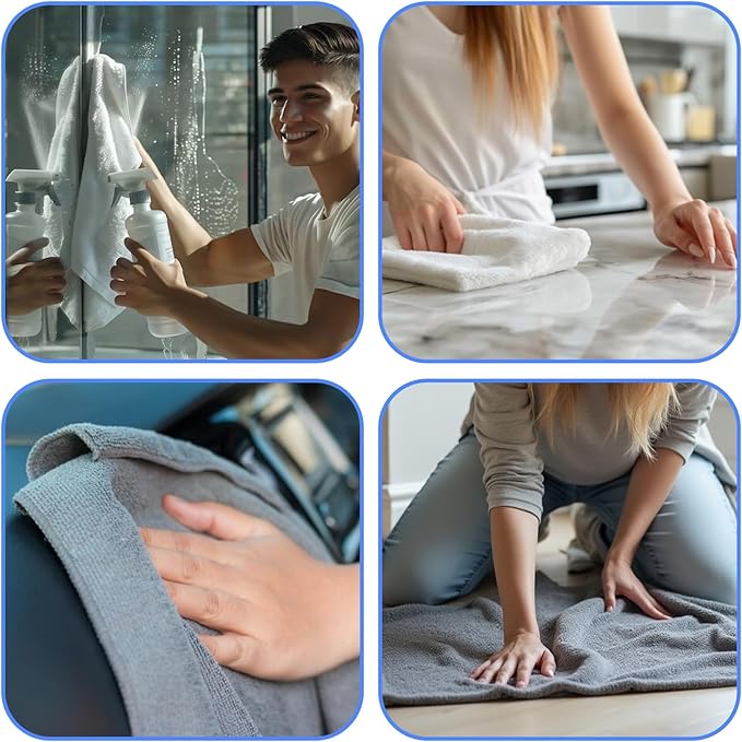 10 Packs Extra Large Microfiber Cleaning Cloth 30" x 20" Reusable Microfiber