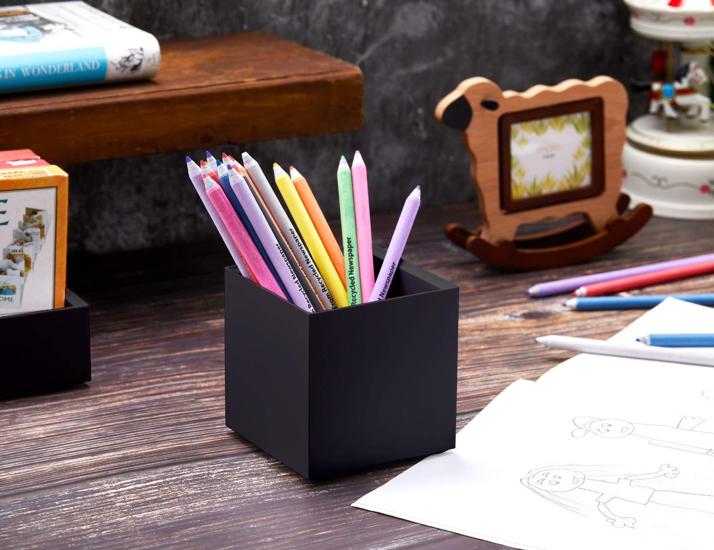 Bostitch Office Konnect Desk Organizer Accessory Tray & Storage Cup Bundle, Stacks for Desktop Storage,Makeup Organization, Black