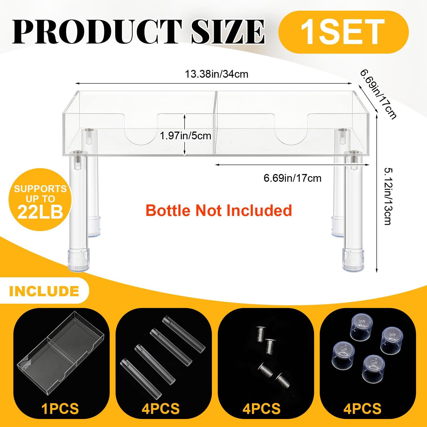 Tiangrid Acrylic Drink Dispenser Stand for Two 6.69'' Diameter of 1 Gallon Water Jar Beverage Dispenser Stand for Parties and Events, Plant, Cake Pedestal, Bottle Not Included