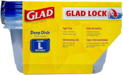 Glad GladWare Deep Dish Food Storage Containers, Large Rectangle