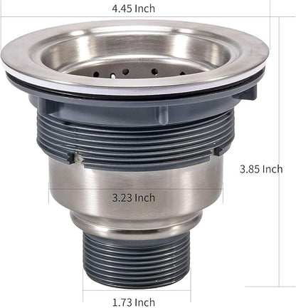 3-1/2 Inch Sink Drain Assembly Kit, Removable Deep Sink Strainer Basket