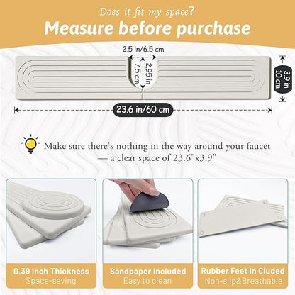 New Version Super Absorbent Faucet Mat, Kitchen Sink Dish Drying Stone Tray