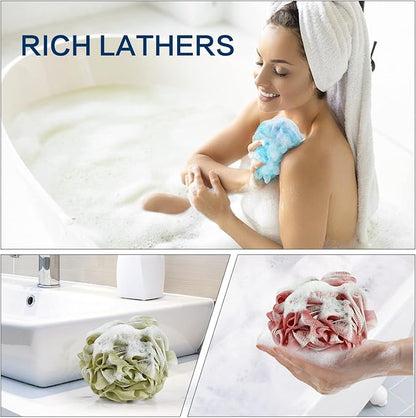 Yoget Bath Loofah Sponge, 4 Color 60G Loofah Exfoliating Body Scrubber, Exfoliate, Cleanse, Soothe Skin
