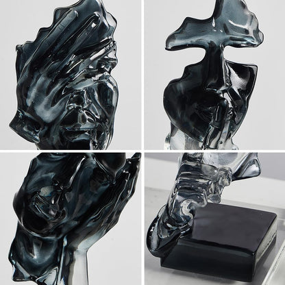 XINXUAN 3PCS Thinker Statue Set : Silence is Gold Abstract Art Statue- Modern Home Resin Sculpture, Piano, Desktop, Office, Study Decoration (Smoke Grey)