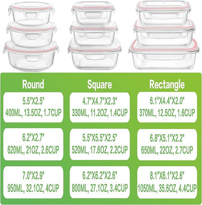 HOMBERKING Glass Food Storage Containers