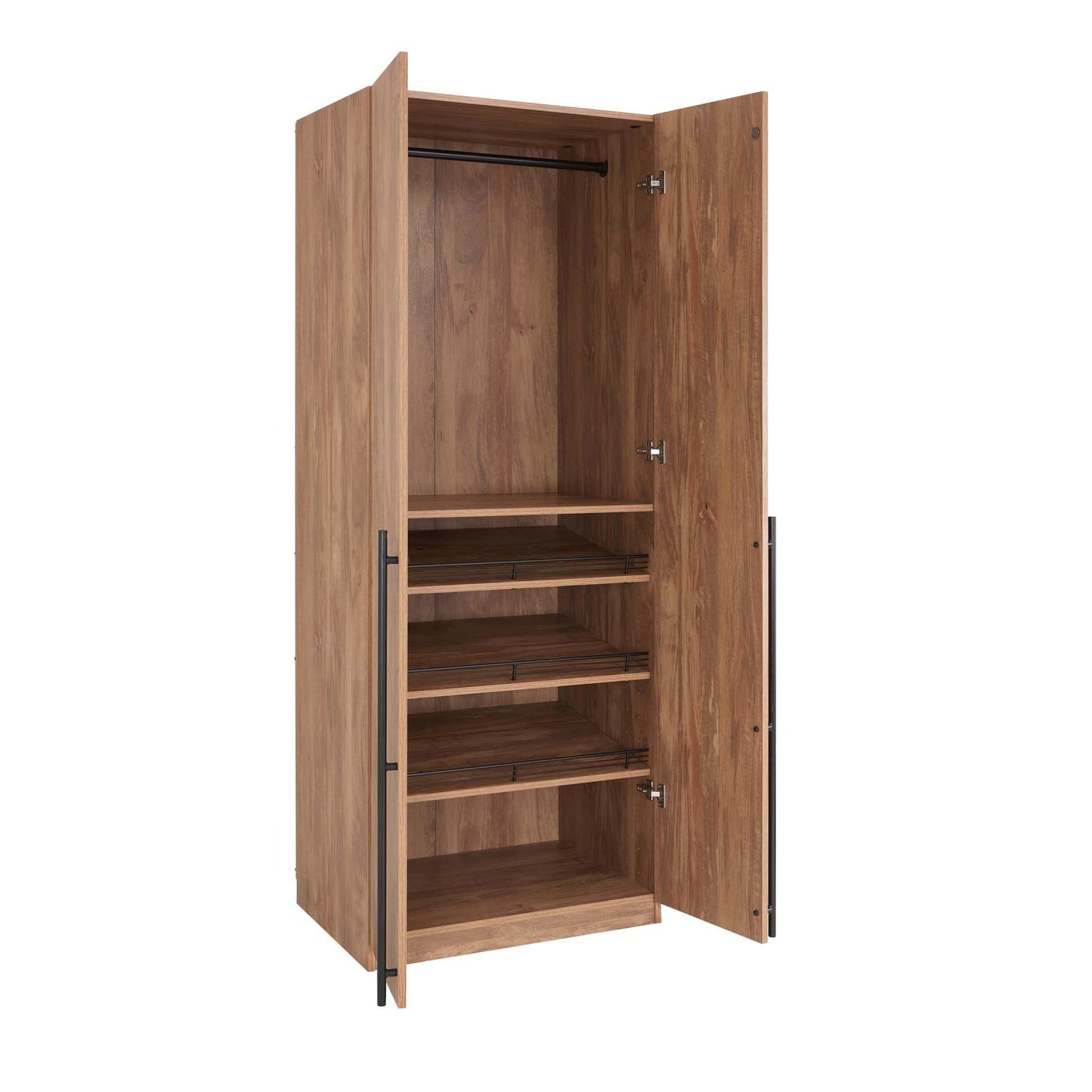 Manhattan Comfort Lee Modern Freestanding Closet 3.0 | Space-Saving Design with 3 Hanging Rod, 9 Shoe Shelves & 3 Basic Shelves | No Tool Assembly Storage Cabinet, 3 Piece Set, Golden Brown