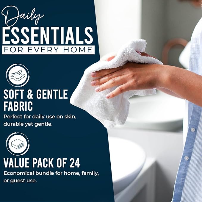 DAN RIVER 24 Pack Wash Cloths for Showering