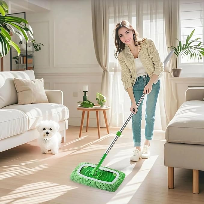 6-Pack Reusable Coral Fleece Mop Pads Washable Wet Mopping Cloths and Dry