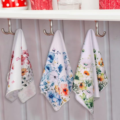 Geyoga 6 Pcs Spring Floral Kitchen Towels Flamingo Dish Hand Towels Sunflower