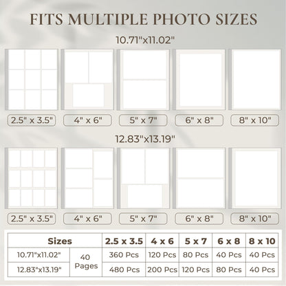 Vienrose 40 Pages Self Adhesive Photo Album with Fabric Cover and Crystal Stickers for Graduation, Acid-Free Pages, 11"x10.7" Scrapbook Album for 4x6 Photos, Beige