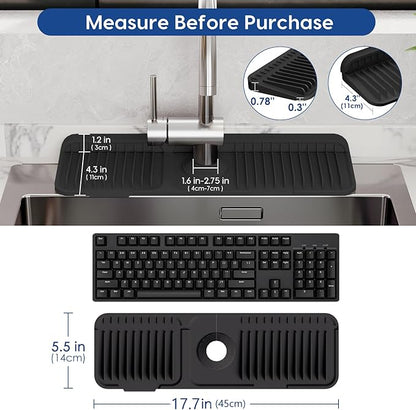 17.7 Inch Silicone Faucet Mat for Kitchen Sink Splash Guard