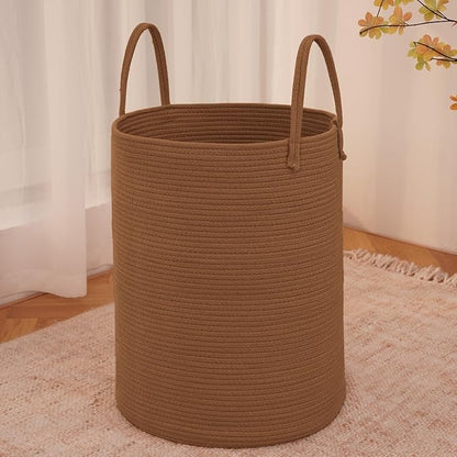 Large Woven Laundry Basket Hamper, 100L Cotton Rope Storage Bin