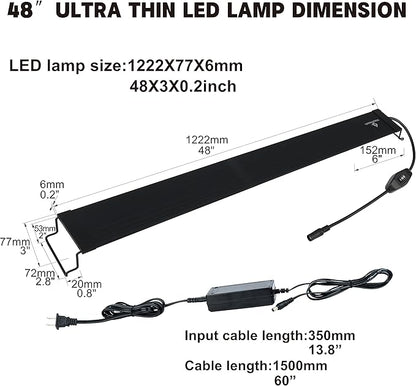 WaterRebirth Ultra-Slim Full Spectrum LED Aquarium Light with Adjustable Brackets.1750LM 40W for 48Inch to 54Inch Fish Tank Lighting Fresh Water