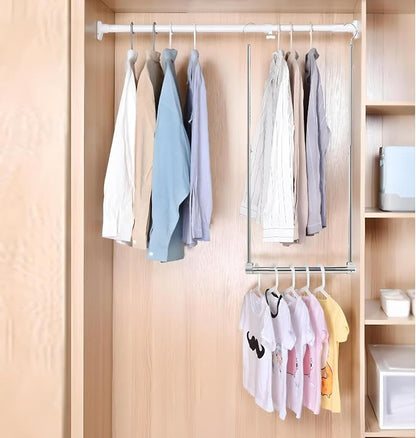 Adjustable Hanging Closet Rod, Extender Hanging Rod, Closet Hanging Organizer, Heavy Duty Closet Bar, Hanging Rod (Black, 2 Pack)