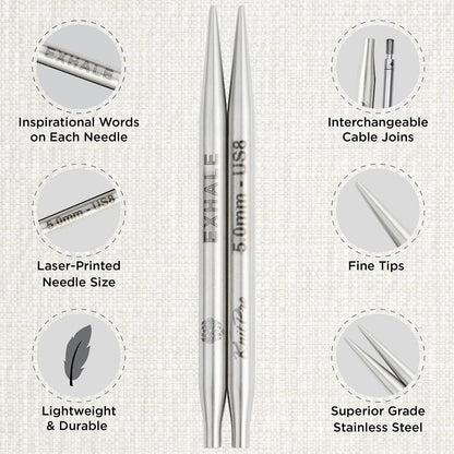 KnitPro The Mindful Collection Gratitude Interchangeable Needles Set 5" (13cm) | 12 US Sizes (2.5-17) with Accessories