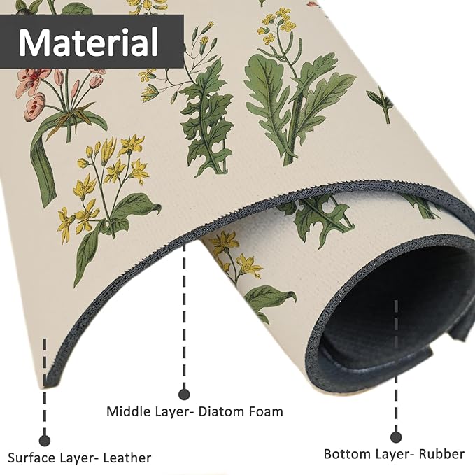 2PCS 15" X 5.5" Kitchen Sink Splash Guard Faucet Mat Floral Super Absorbent