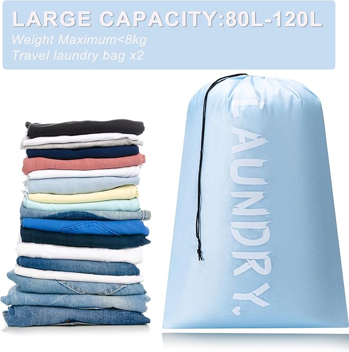 4 Pack XL Travel Laundry Bag, Machine Washable Dirty Clothes Organizer