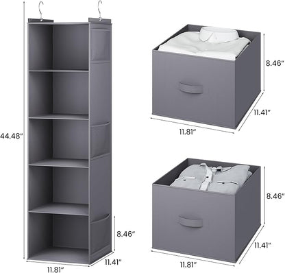 YOUDENOVA Hanging Closet Organizer, 5 Tier Hanging Closet Shelves