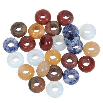 SUNYIK Assorted Crystal Stones Large Hole (6mm) Rondelle European Beads Fits Bracelet, Pack of 25, Opalite/Red Jasper/Sodalite/Picasso/Yellow Jade