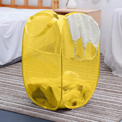 Mesh Pop up Laundry Hamper, Foldable Clothes Hamper Laundry Basket
