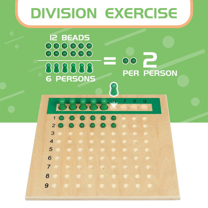 YHZAN Montessori Math Board Learning Multiplication & Division STEM Wooden Educational Toy Manipulative for Homeschooling Classroom Activity